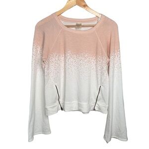 CALIA by Carrie Underwood Ombre Bell Sleeve Sweatshirt Pink White Women’s Size S